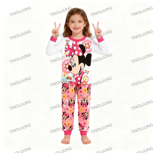 Autumn Kids McQueen Boutique Pajamas Sets 100% Pure Cotton Mickey Minnie Elsa 2pcs Pyjamas for Baby Boys Girls Toddler Sleepwear