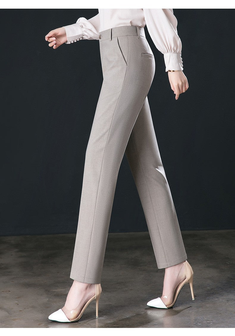New Autumn Fashion Trousers Women's High Waisted Straight Suit Pants Loose Dress Pants Black Beige Grey Slacks Women Pantalones