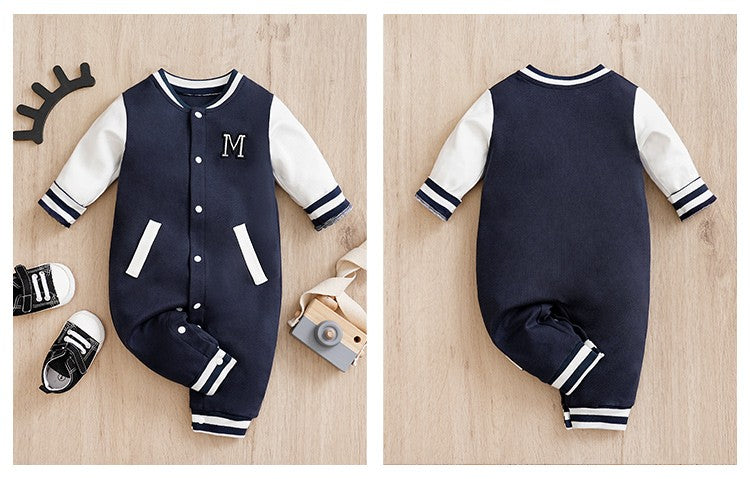 Jumpsuit Newborn Baby Baseball uniform Spring and Autumn 0-18 months Boys Cotton Baby Onesie Clothes Romper Embroidery Preschool