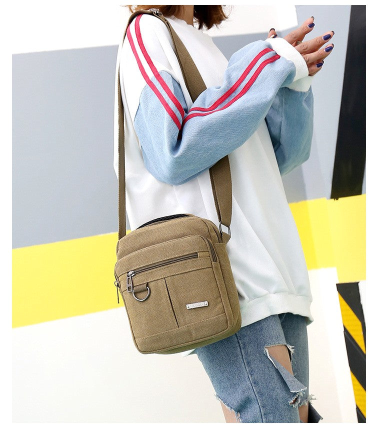 Canvas Shoulder Bag Men's New Korean Style Canvas Messenger Bag Outdoor Leisure Travel Portable Shoulder Bag Purse Handbag