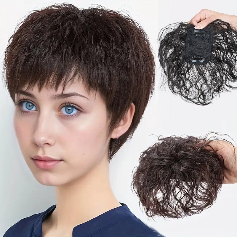 Synthetic 6Inch Clip In Hair Extension Short Curly Toupee Breathable Light Weight Hairpiece Increase Hair Volume