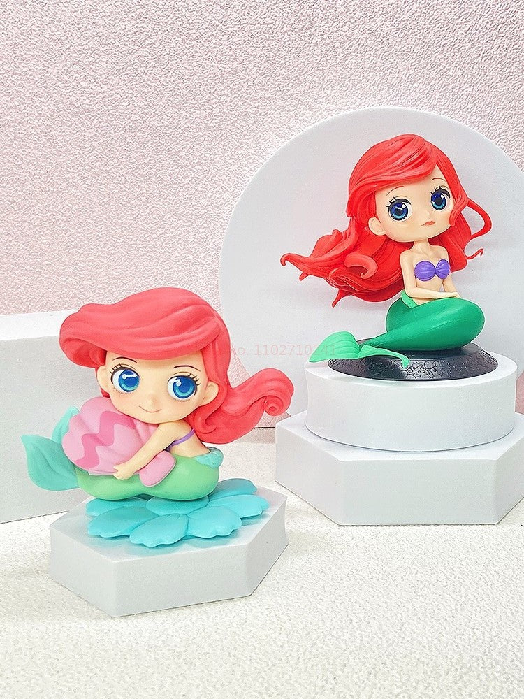 Bandai Disney The Little Mermaid Anime Qposket Characters Ariel Glitter Line Action Figure Collectible Model Toys Birthday Gift