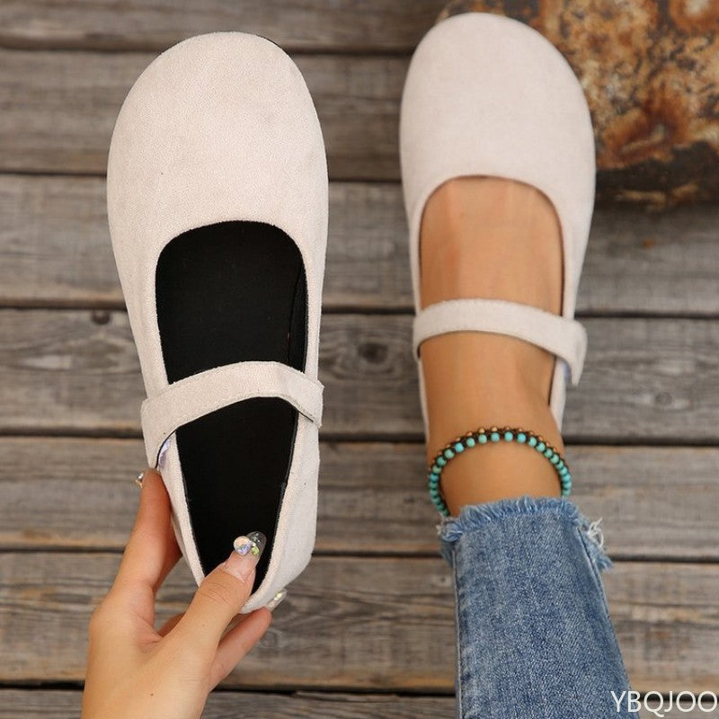 Woman's Casual Flats Shoes Round Toe Large size ladies shoes Retro French Mary Jane Dress Flat New Summer Solid Comfortable shoe