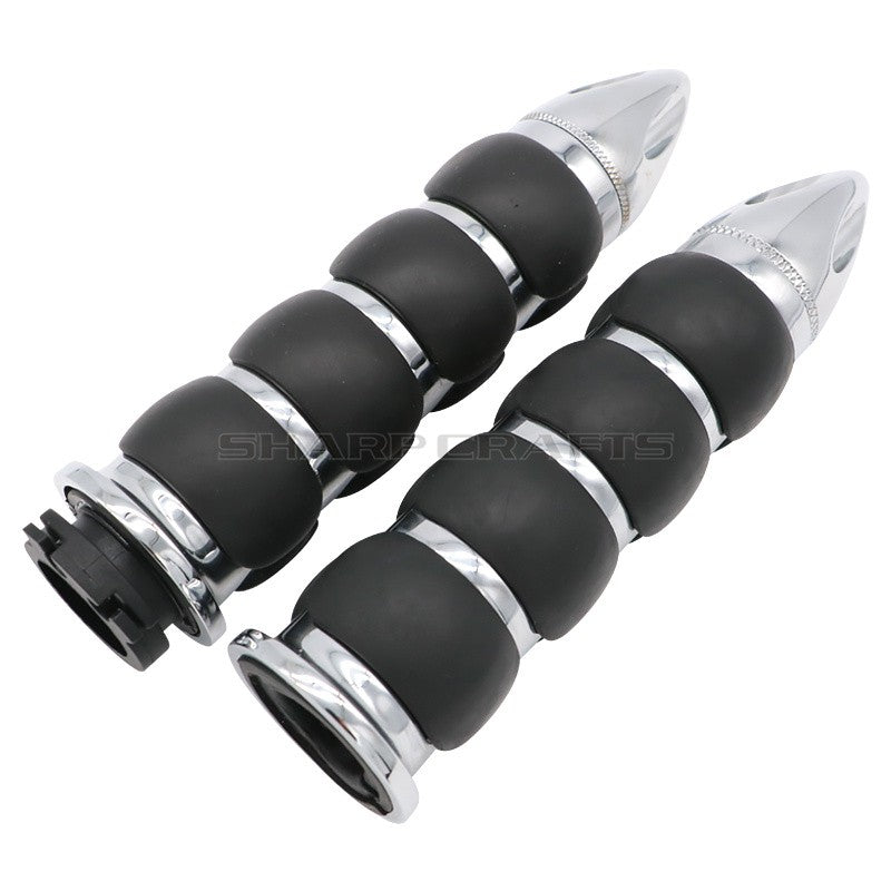 1" 25mm & 7/8'' 22mm Billet Rubber Flame Spike Hand Grips For Harley Honda Kawasaki Suzuki Yamaha Bikes Cruiser Chopper Custom