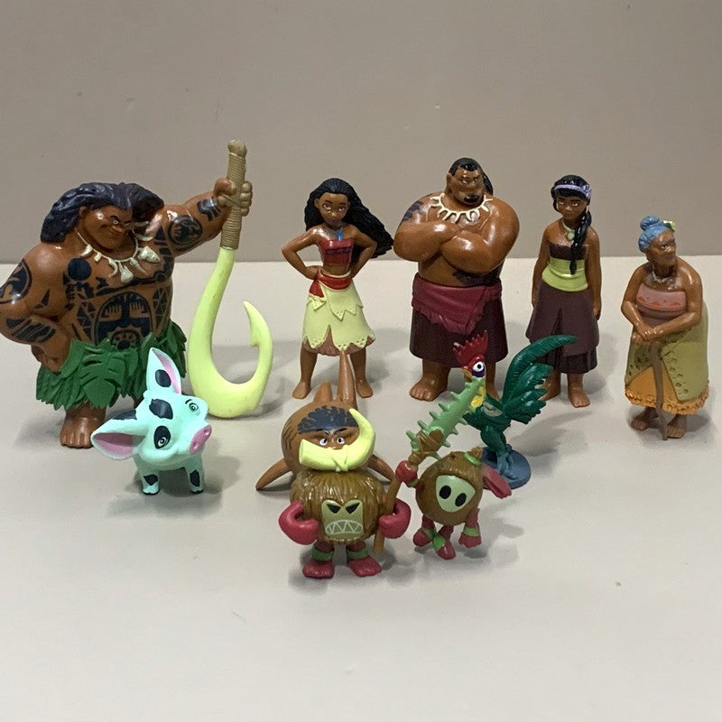 Lot 10pcs/Set 5-8CM Disney Moana Princess Moana Cheif Tui Maui Grandma Tala Pua Pig Rooster Kakamora Action Figures Decoration