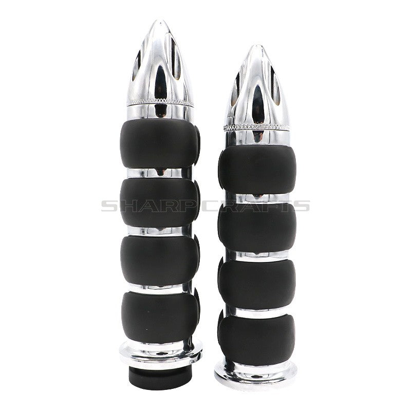 1" 25mm & 7/8'' 22mm Billet Rubber Flame Spike Hand Grips For Harley Honda Kawasaki Suzuki Yamaha Bikes Cruiser Chopper Custom