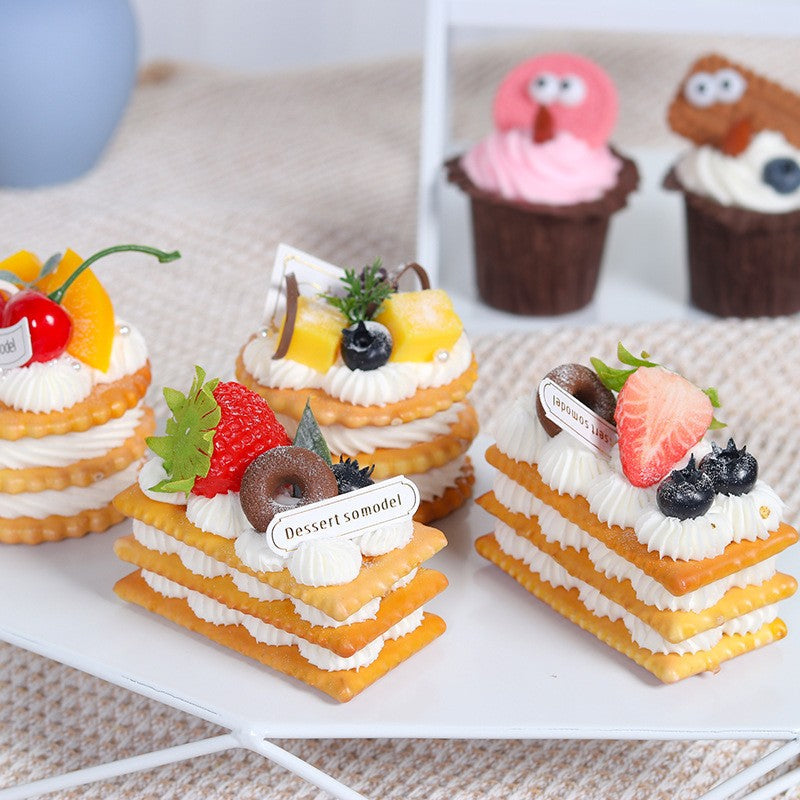 1PC Artificial Kitchen Cakes Dessert Fake Food Decoration Photography Food Simulation Cake Model Tea Table Decoration FCYY-002