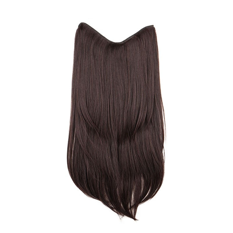22Inch Synthetic V-Shape Long Straight Hair Extension Layered Hairpiece Natural Invisible Everyday Wear for Women Daily Party