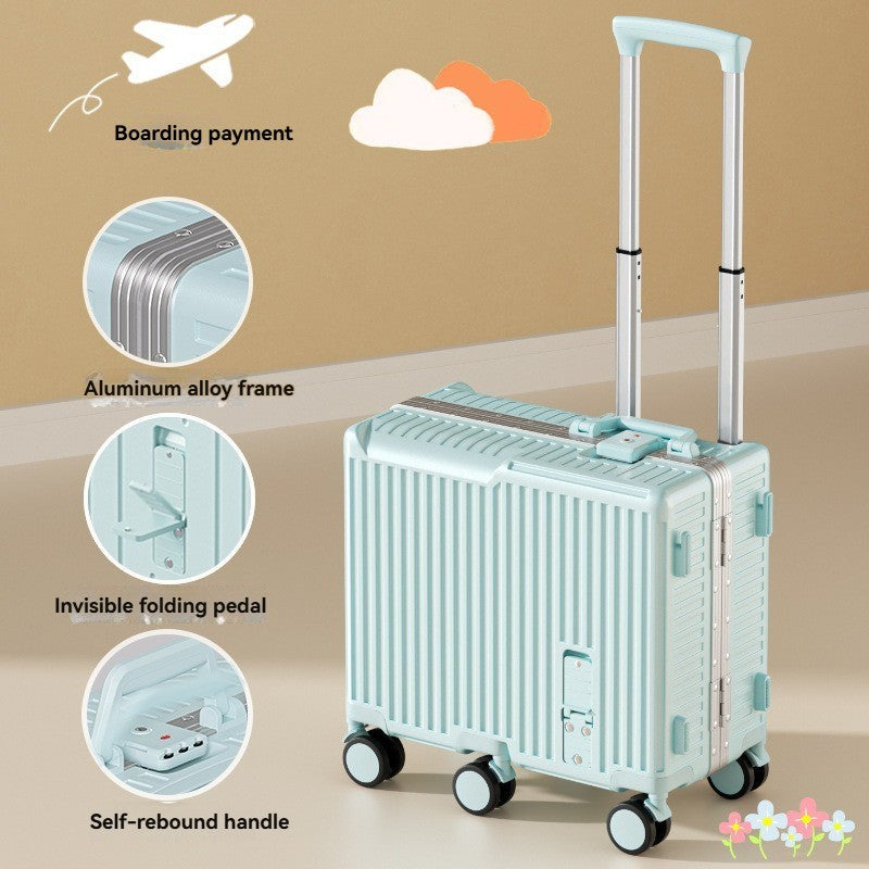 Children's luggage, a 20-inch aluminum frame carry-on suitcase for girls, a boy's travel code suitcase for kids