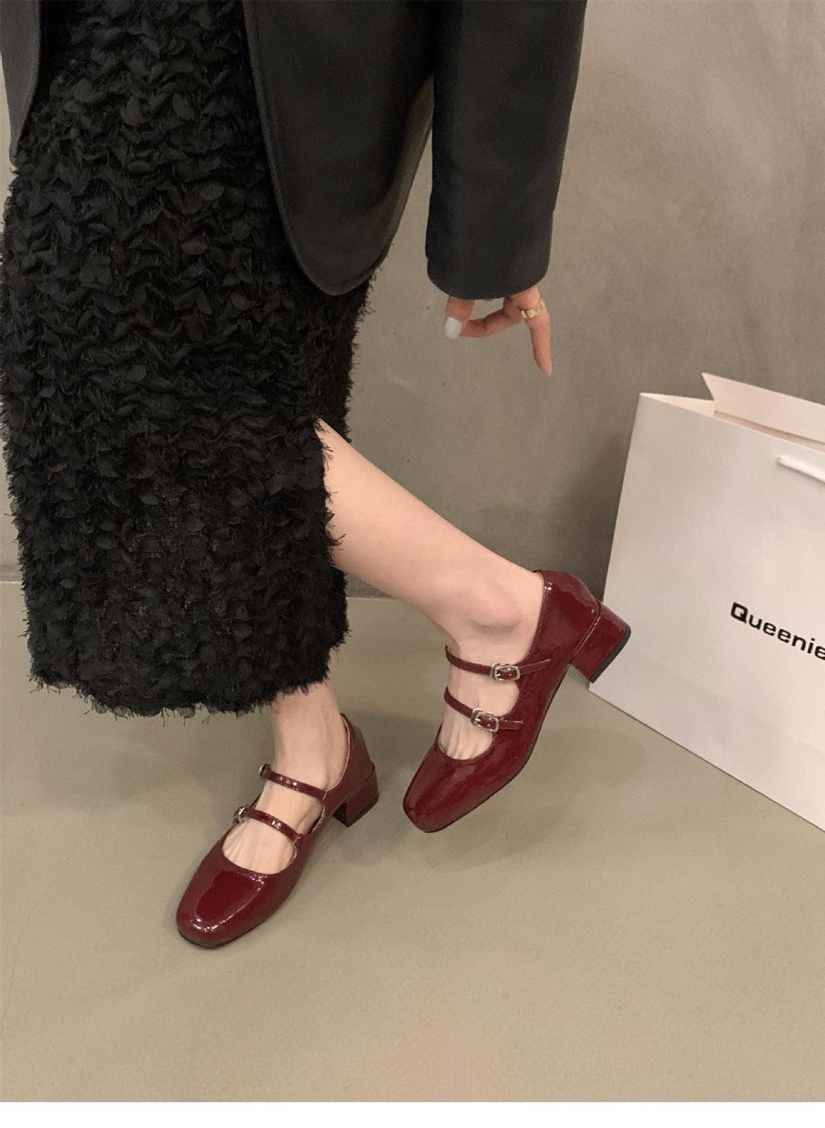 Mary Jane Shoes for Women Retro Medium Heel Women's Single Shoes Fashion Gloss Soft Comfort Ballet Shoes Zapatos De Mujer