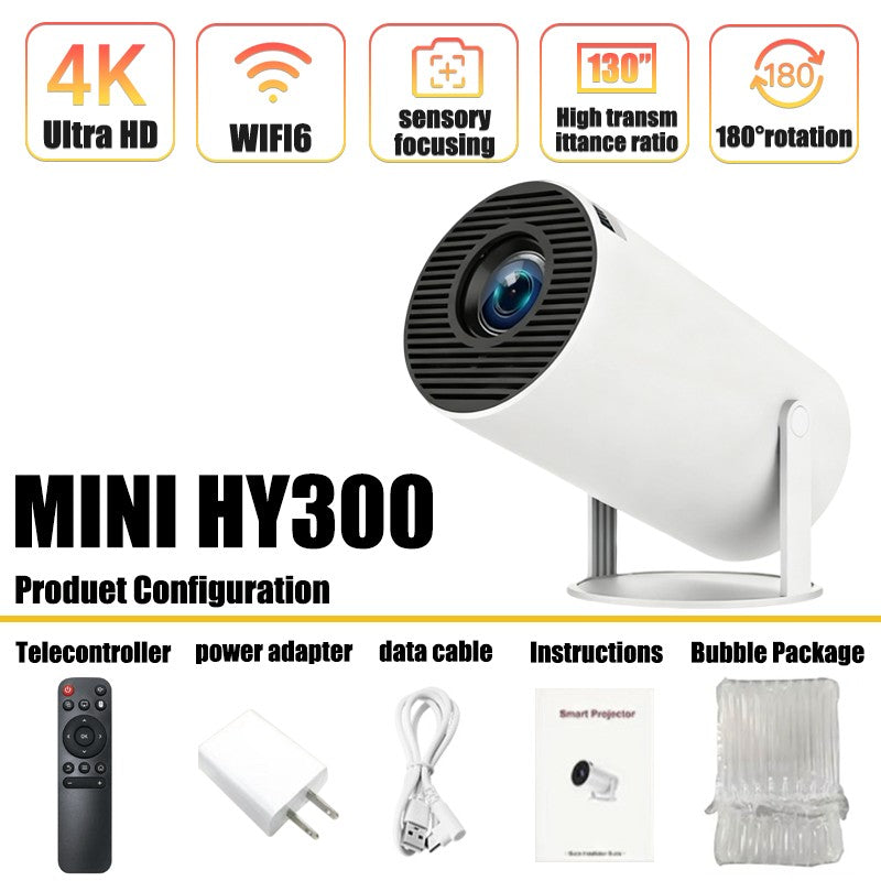 New Projector 4K Android 11 HY300 Wifi6 290ANSI Allwinner H713 BT5.0 1080P 1280*720P Cinema Outdoor Portable Projetors ?