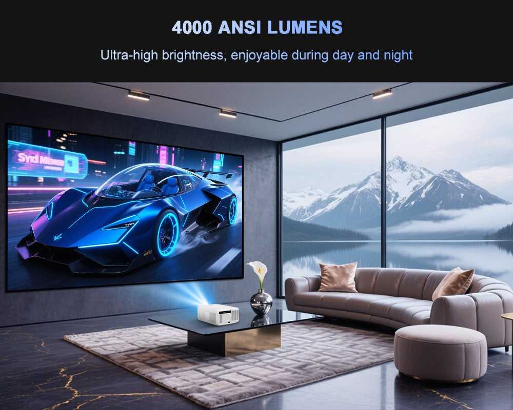 Flixtone 4000 Ansi Full HD Projector 4k D10S 3G 128 G Beam Projectors Home Theater Video Android 15 Samrt TV Beamer for Movies