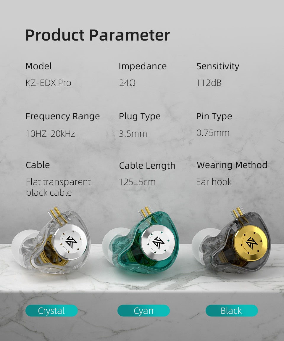 KZ EDX Pro Earphones Dynamic In Ear Monitor HiFi Wired Headphones Bass Stereo Game Music Earplugs Noice Cancelling Headset