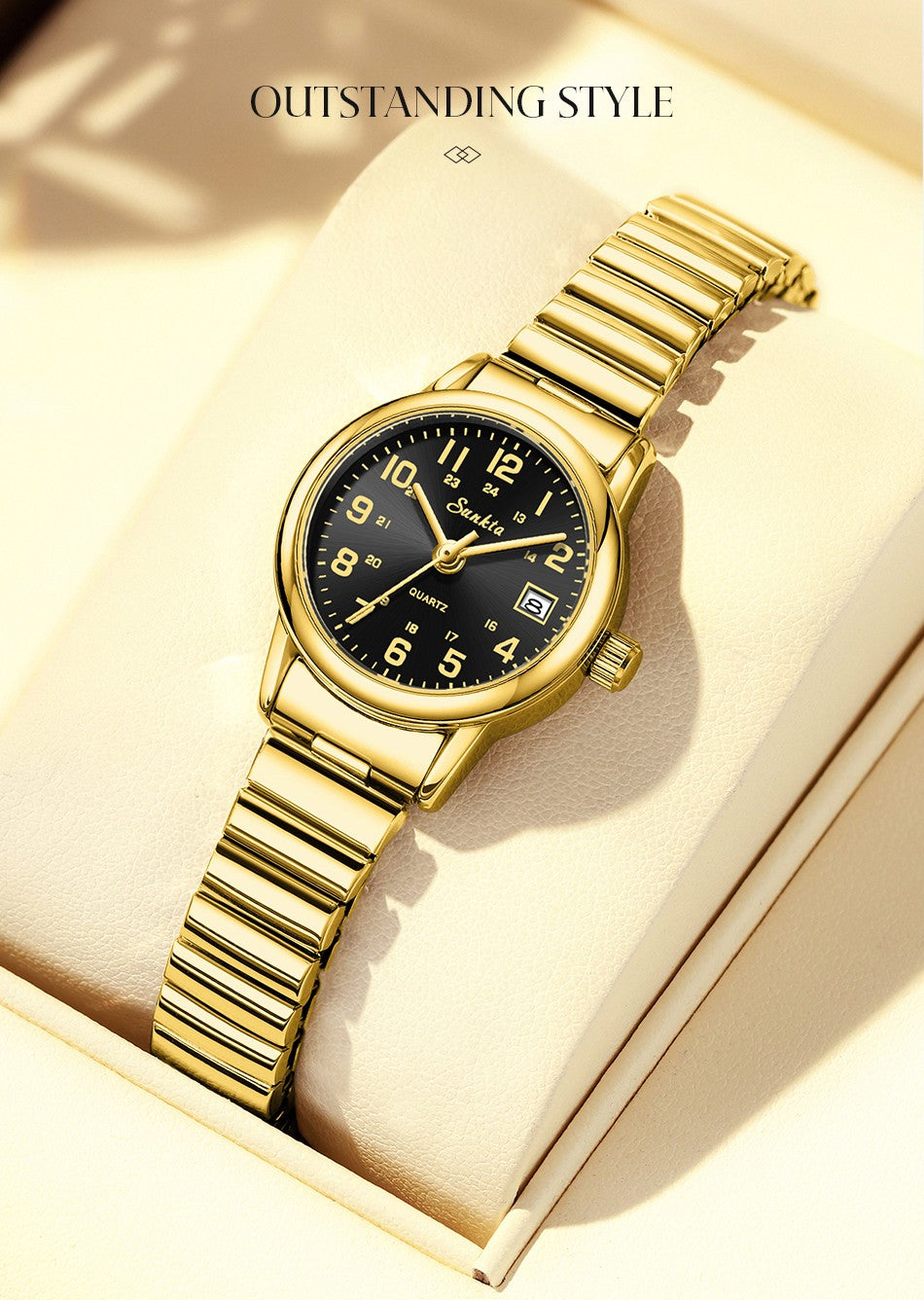SUNKTA elegant Women's Watch 12/24 waterproof calendar women's quartz wrist watch fashion ladies vintage watches reloj de mujer