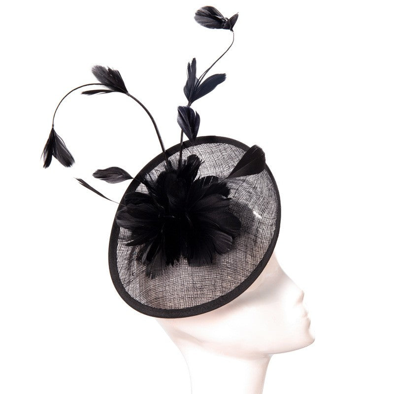 Double hemp yarn pattern design feather accessories big brim sun hat elegant banquet hat wedding beach vacation equestrian hat