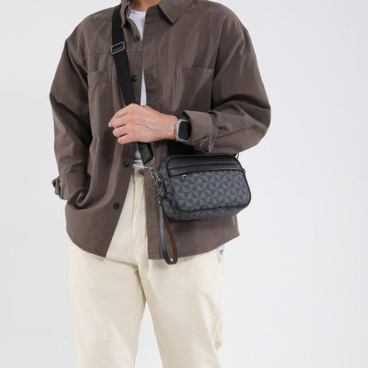 Casual Lightweight Business Shoulder Bags for Men PU Leather Messenger Bag Comfortable Wide Strap Crossbody Bags Designer Male