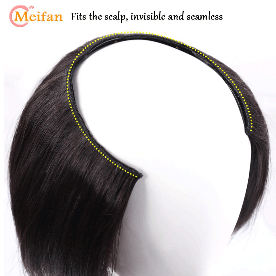 MEIFAN Synthetic Long Straight U-Shaped Half Head Wig for Women Black Brown Clips in Hair Extension Natural Fake Hairpieces
