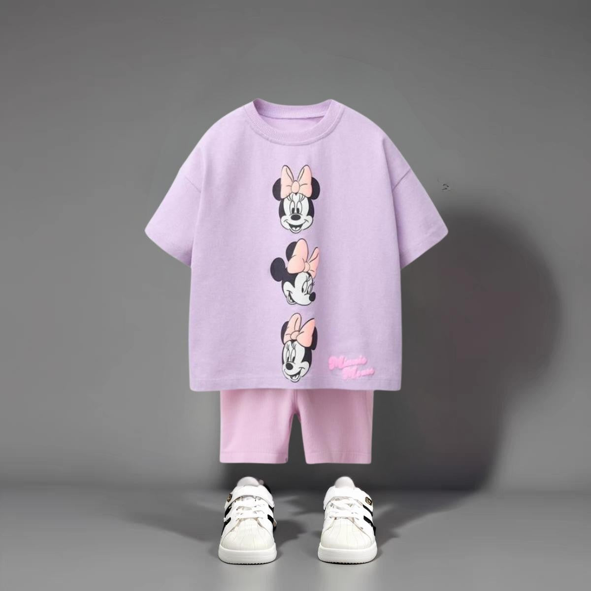 Cartoon Minnie Mouse Girls Short Sleeve Suit Boutique Children's Wear Set Summer Clothes Cartoon Cute Baby Girl T-shirt + Shorts