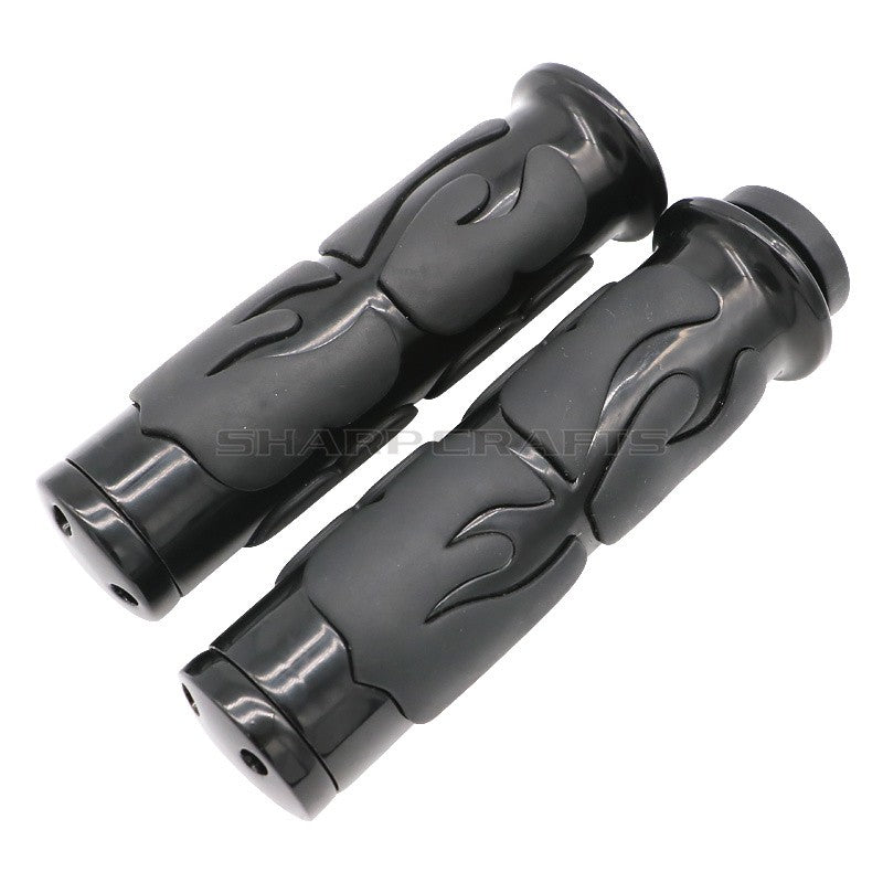 1" 25mm & 7/8'' 22mm Billet Rubber Flame Spike Hand Grips For Harley Honda Kawasaki Suzuki Yamaha Bikes Cruiser Chopper Custom
