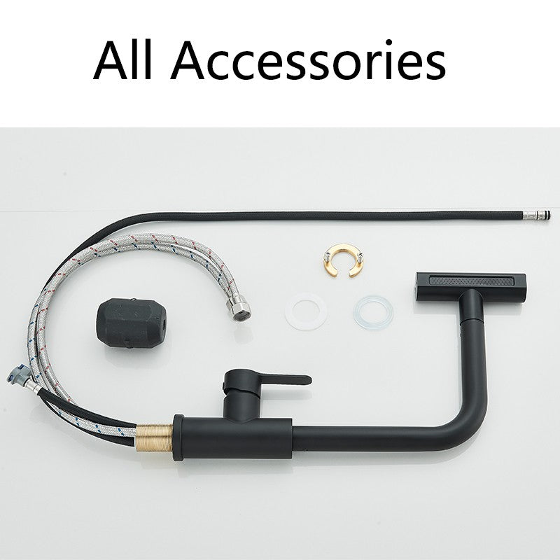 Kitchen Faucet Flexible Pull Out Hot Rainfall Cold Water Mixer Tap 360° Kitchen Sink Faucets Deck installation