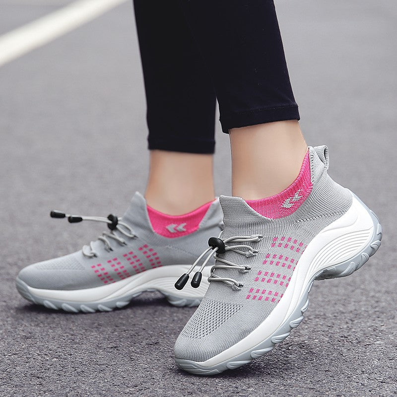 Oiaano Barefoot Womens Walking Shoes GreySock Casual Ladies Fashion Sneakers Comfort Slip On Air Cushion Platform Lightweight