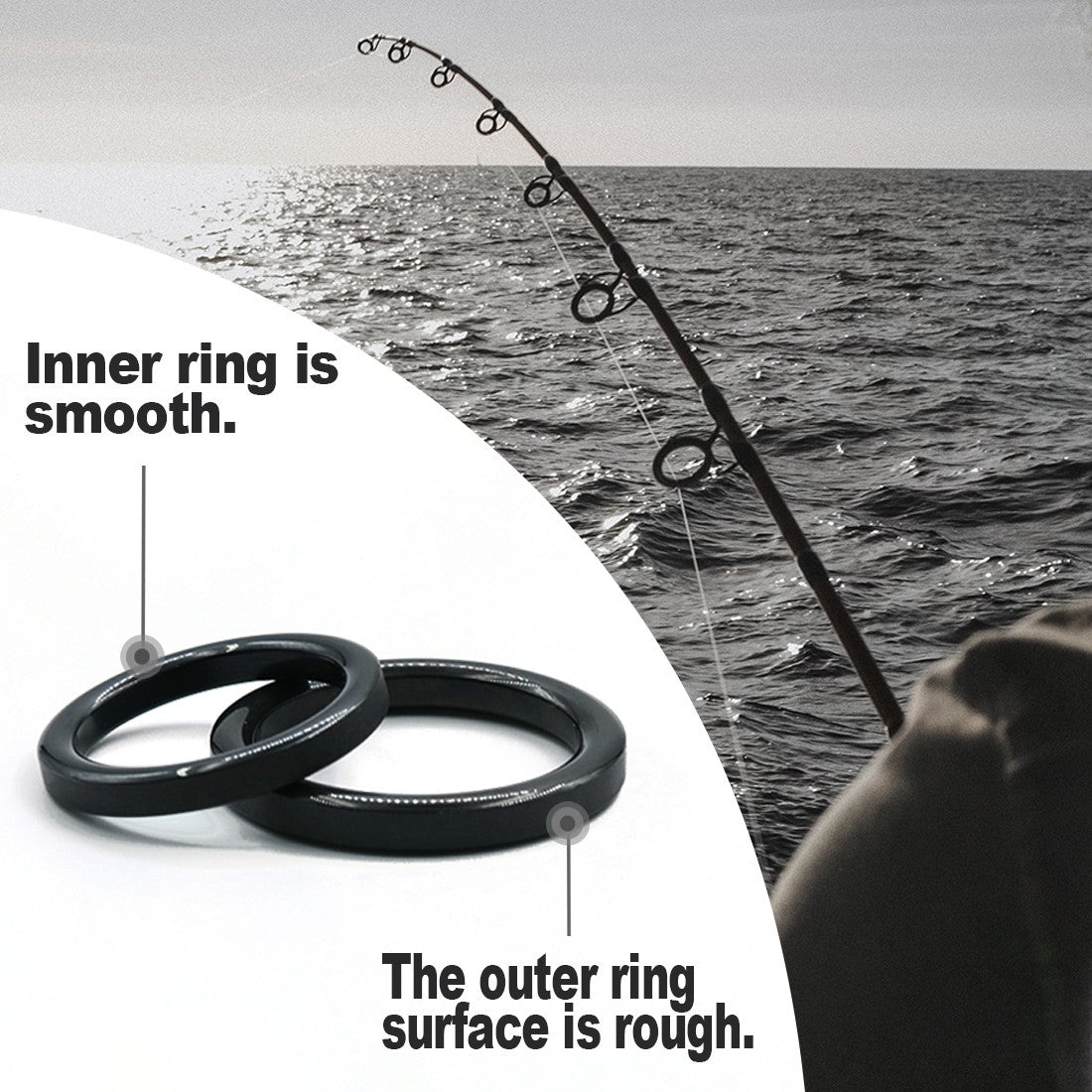 Fishing Rod Guides Ring 10Pcs~100Pcs Wear Resistant Ceramic Guide Ring Rod Repair Replacement Kit Alconite Ring Black 6mm~47.3mm