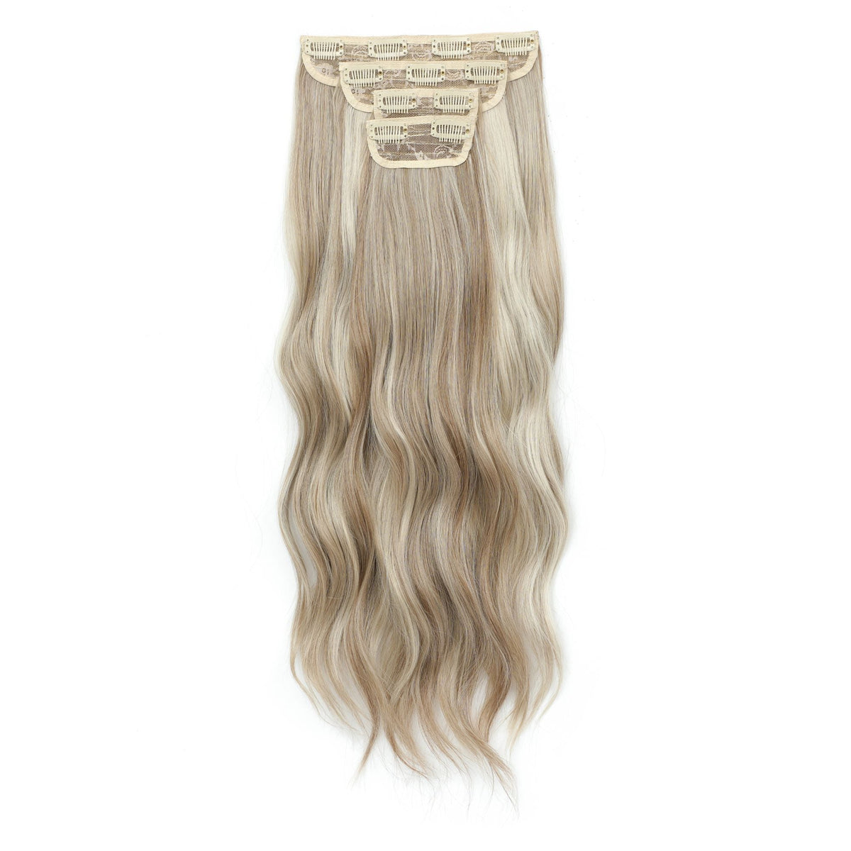 24Inch 61cm Body Wave Synthetic Wavy Blond 27/613 White Clip In Hair Extensions 4Pcs/lot 220g Heat Resistant Fiber