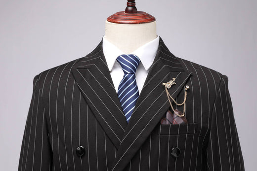 Men's Double-Breasted Suit, Classic Formal Business Wear