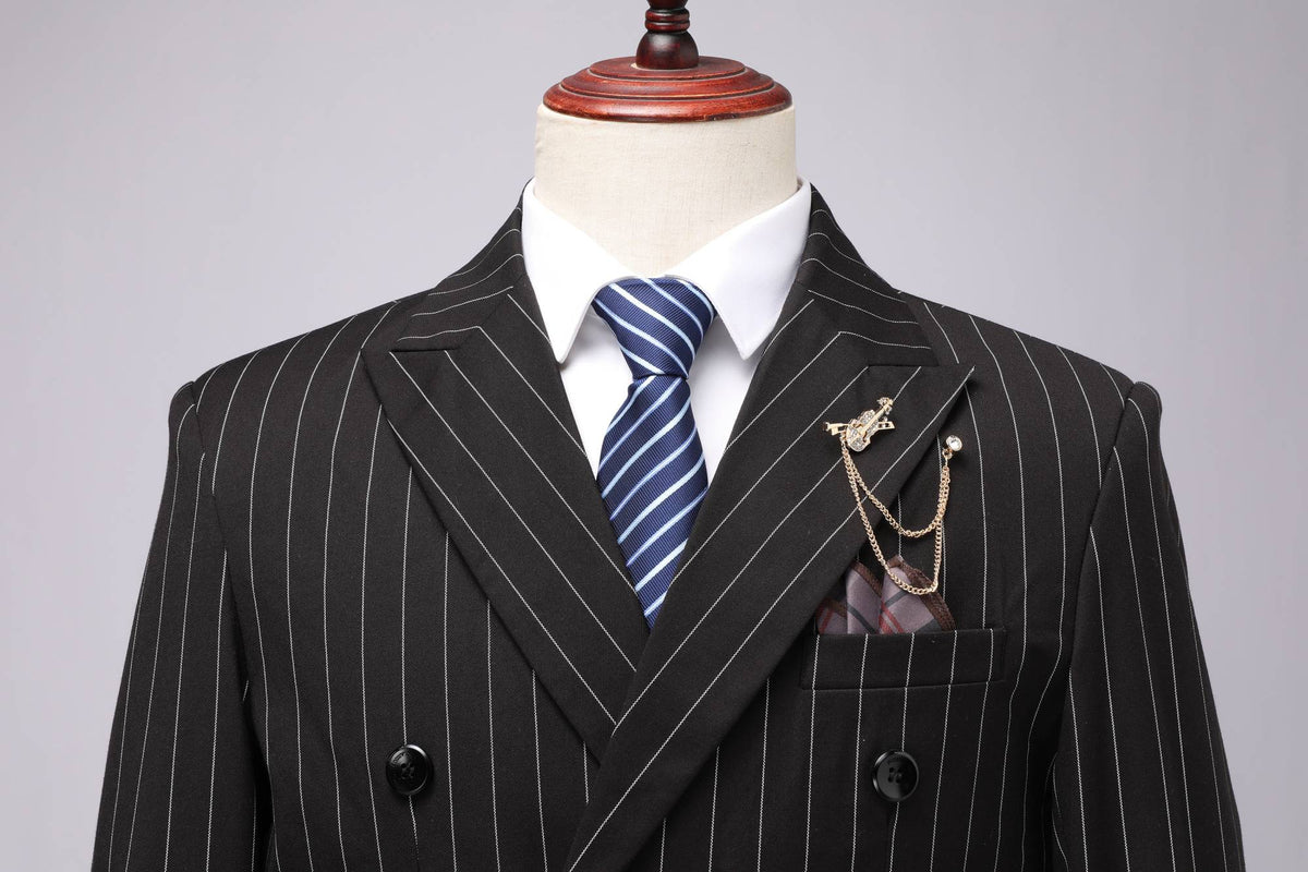 Men's Double-Breasted Suit, Classic Formal Business Wear
