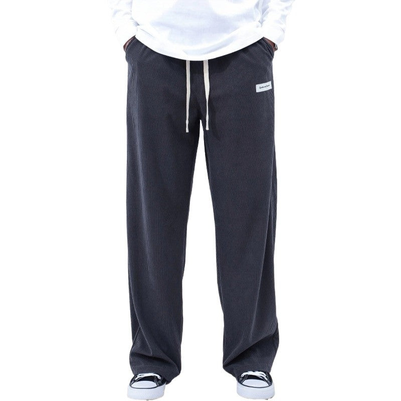 Mens Corduroy Joggers Pants Casual Cargo Pants Drawstring Elastic Waist Baggy Tapered Sweatpants with Pockets Outdoor Sweatpants