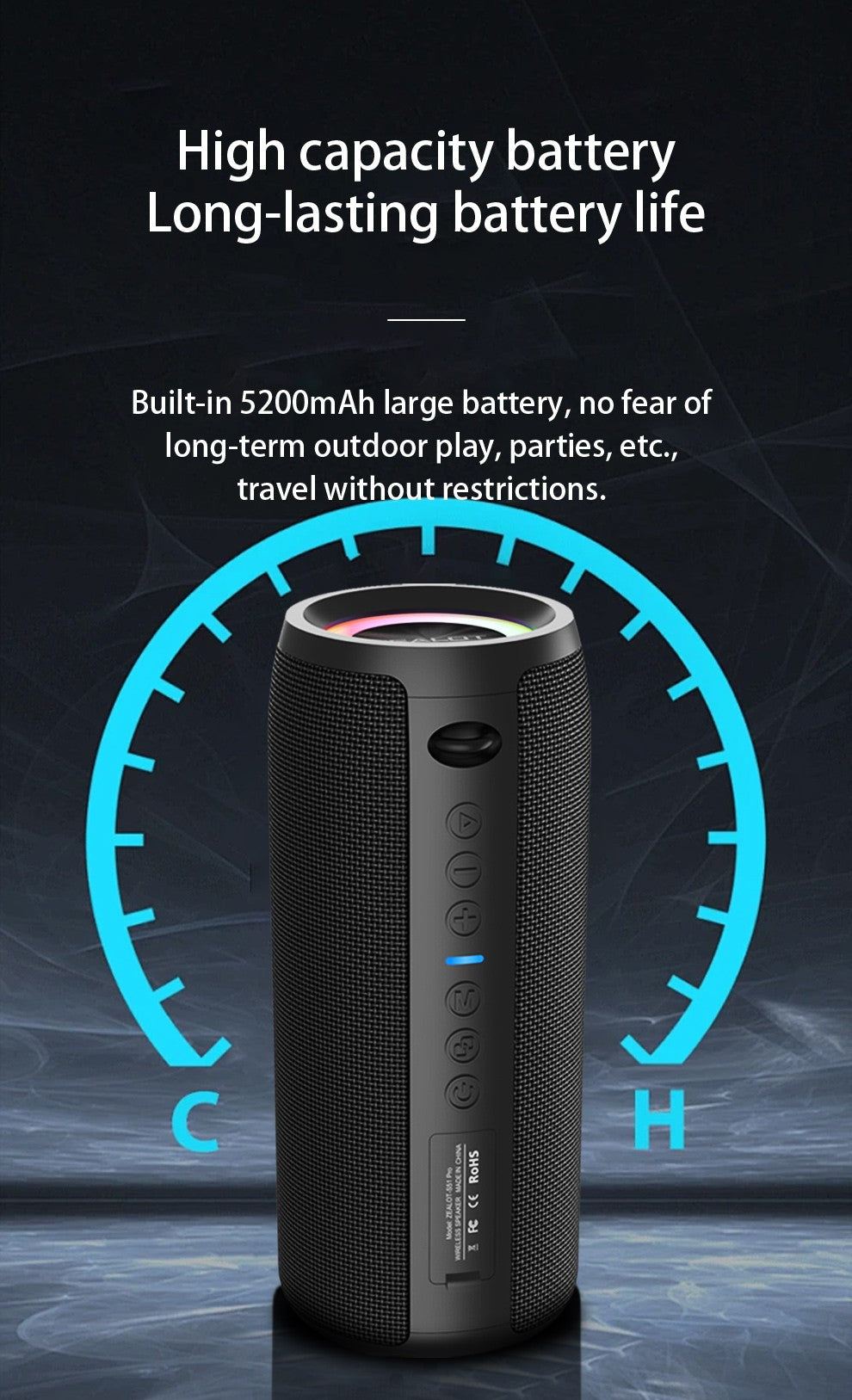 ZEALOT S51 Pro 40W Wireless Speakers, Outdoor Portable Subwoofer Speaker, Waterproof IPX 6, Dual Pairing,5200mAh Battery.