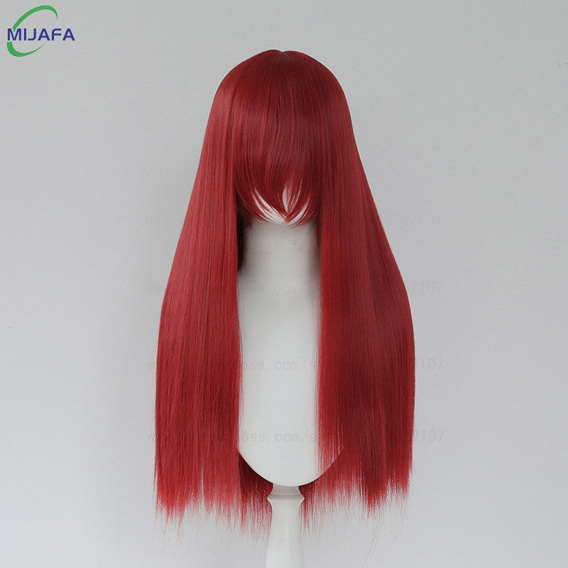 Very High Quality 400g 48 Colors 24Inch 60cm Long Straight Cosplay Wig With Bangs Heat Resistant Hair Anime Wigs + Wig Cap