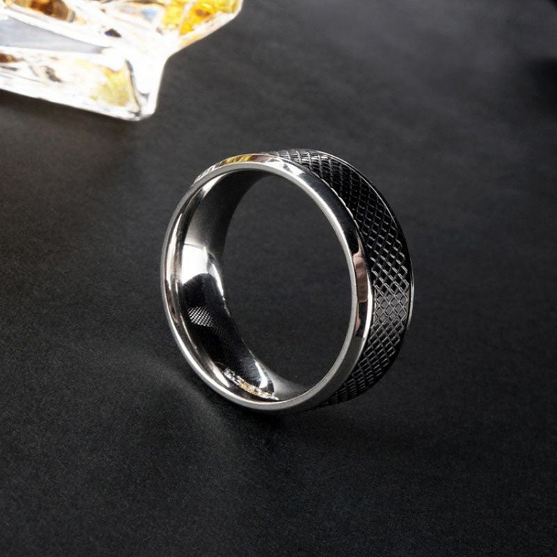 High Quality Stainless Steel Men Rings Western Titanium Steel Black White Ring For Fashion Jewelry