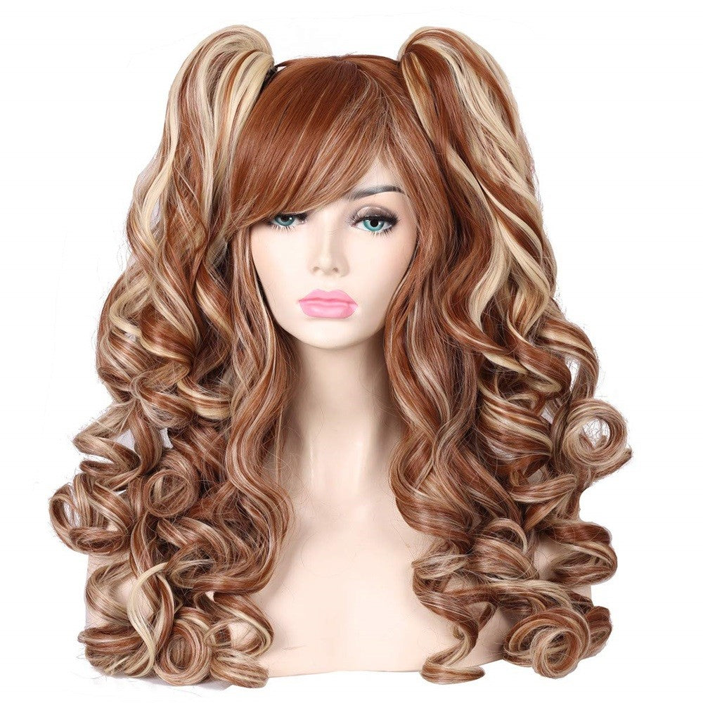 HAIRJOY Synthetic Hair Wavy Pink Ponytail Wig for Jean Cosplay Game Princess Anime Wigs with Hair Pigtails Bangs Halloween Wig