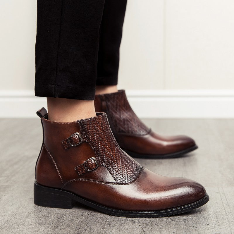 2025 Men's Fashion Chelsea Boots Comfortable Leather Upper Dry Inner Non-Slip Rubber Sole Casual Resistant Ankle Dress Boots