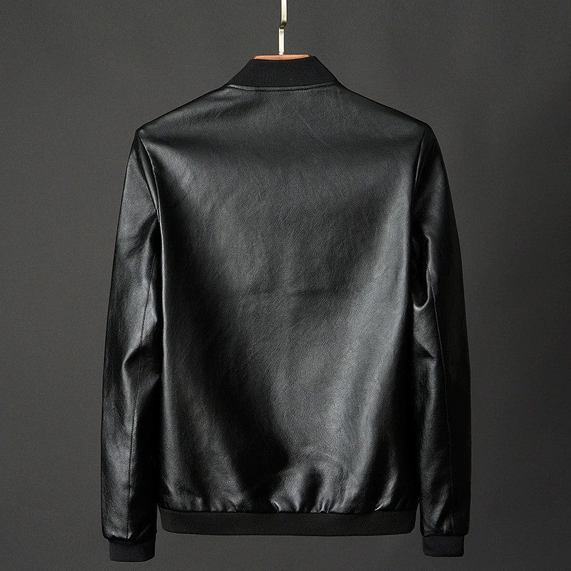 Big size leather jacket men's autumn stand collar men's leather jacket fat guy leather jacket youth motorcycle leather jacket