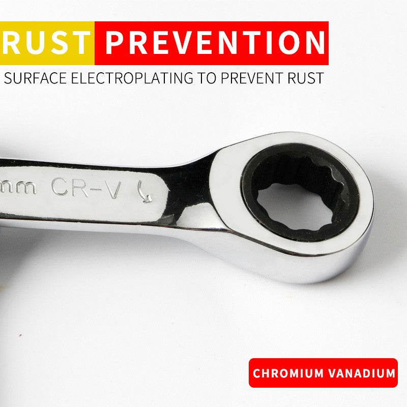 1PCS Stubby Ratchet Spanner - 6-19mm Range, 72 Tooth Short Handle Ratchet Socket Wrenches for Auto Repair and Nut Repair