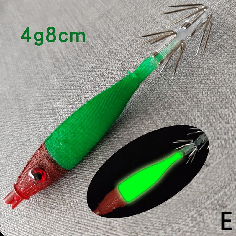 8cm 4g Squid Jig Lure, Soft Plastic Artificial Bait with Hook for Saltwater Fishing