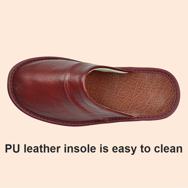 Big sizeGenuine Cow Leather Slippers Homes in indoor slipper Spring Autumn men women elderly non-slip casual single Slides shoes