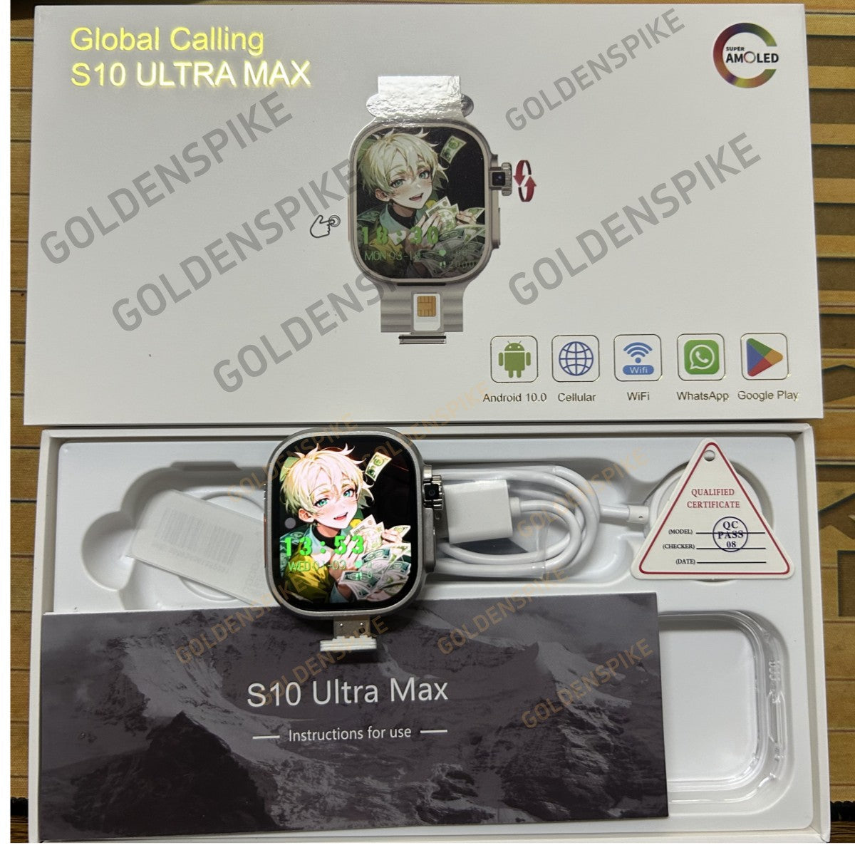 S10 Ultra Max Smartwatch 4G Android 10.0 2.2inch Amoled Rotary Camera Video Call GPS WIFI App Download S10 Ultra Smart Watch Men