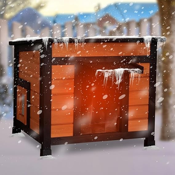 Weatherproof Insulated Outdoor Cat House for Feral Cats - All-Season Foam Shelter with Dual Escape Options