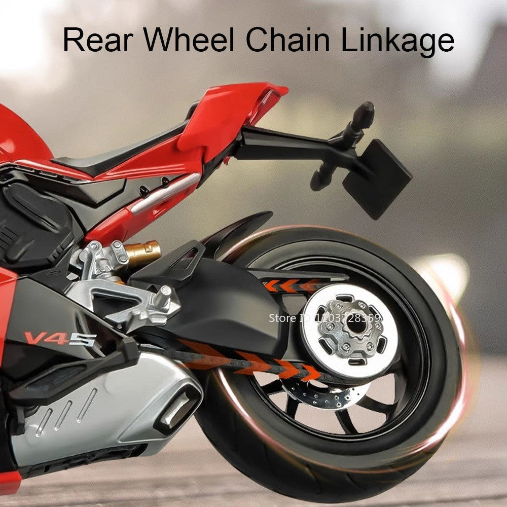 1:9 Scale 1299 V4S Miniature Motorbike Toy Models Alloy Diecast Sound Light Shock Absorption Ornament Motorcycles for Kids Gifts