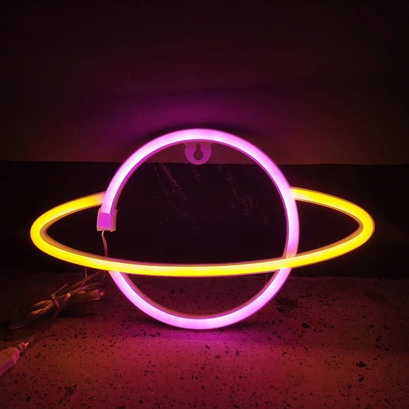 Neon Sign Alien Face Shaped Wall Hanging Lights for Home Game Room Saucerman Plant LED Night Lamps Xmas Party Holiday Art Decor