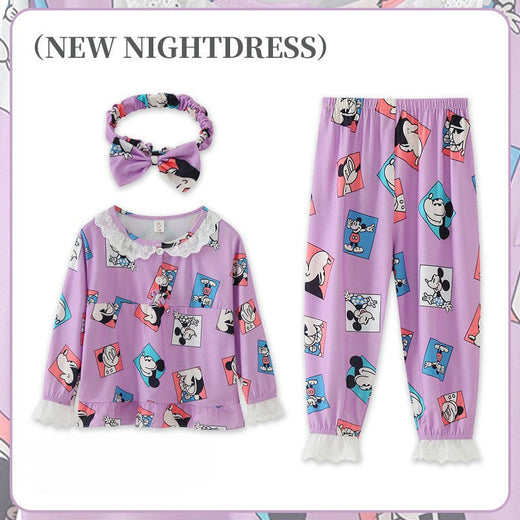 Sanrio Girls Pajama Sets Causal Lace Trimmings Soft Comfortable Kids Night Clothes Set Beautiful Gal Breathable Indoor Costume