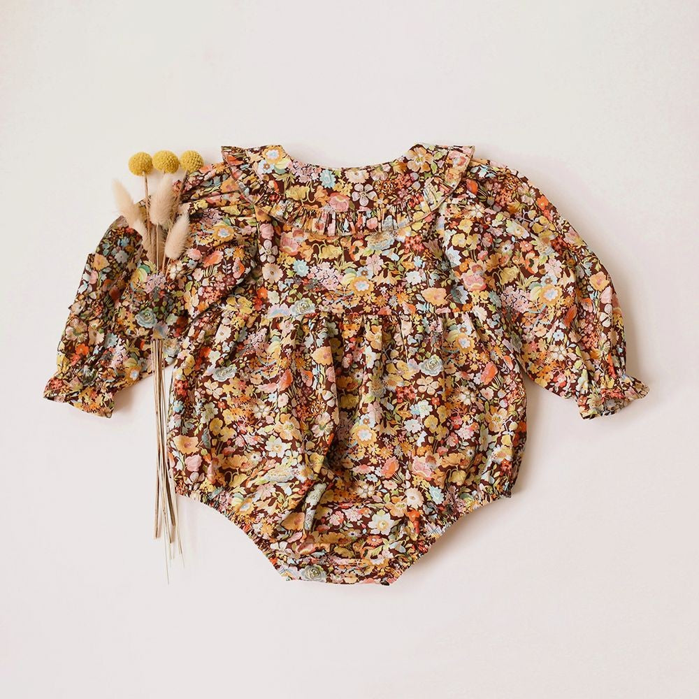 Vintage Floral Baby Girl Romper Spring Baby Girl Clothes For Wedding Party