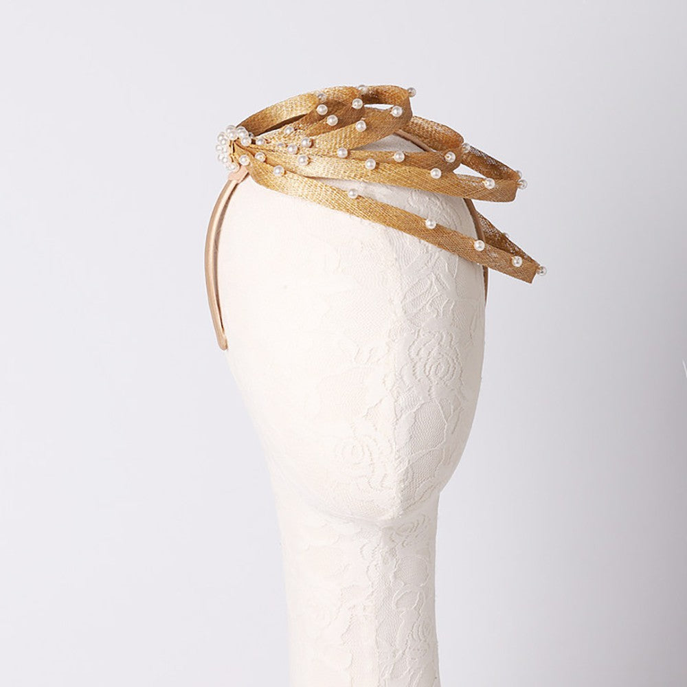 Royal Blue Fascinator Hat with Faux Pearls - Elegant Wedding Headdress, Derby Hats for Women, Cocktail Tea Party Church Events