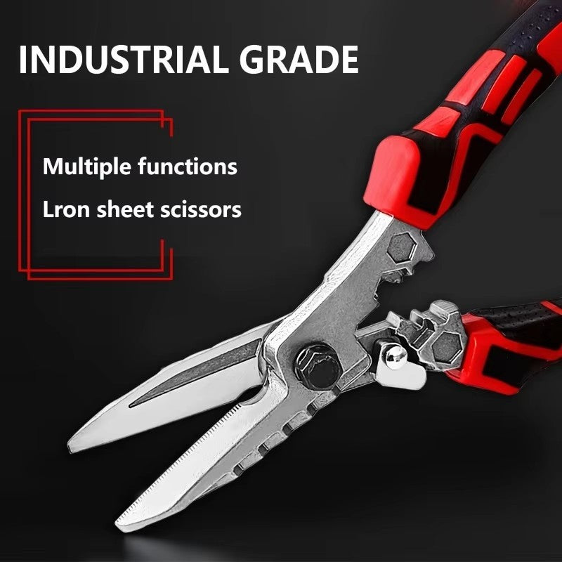 Multi-Functional Electrician Scissors, Crimping Wire Cutting Tool with Wrench Function for Metal Sheet and Cable Cutting
