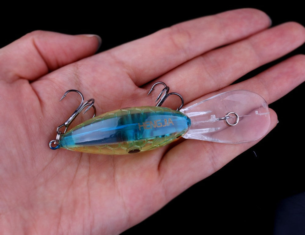 HENGJIA 13G 9CM Fishing Lures Rock Crank Bait Crankbait Minnow Bass Treble Hooks Swim Hard Lure Baits Wobbler Long Big Tongue