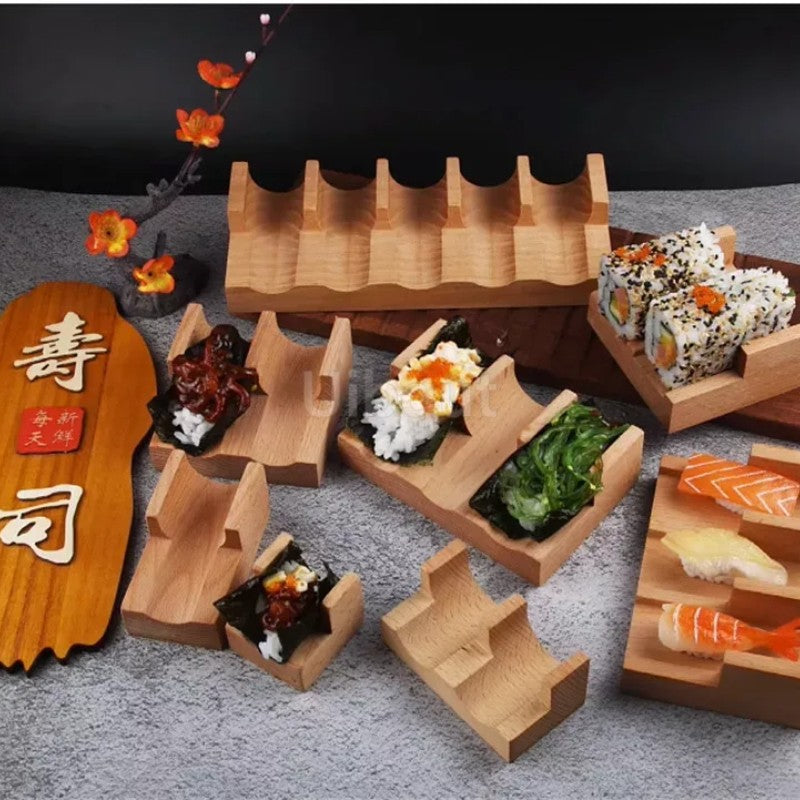 Japanese Sushi Rack shop tool Wooden Taco Snack Food Holder Wood Plate Cuisine Stand Sashimi Sushi Boat Restaurant Hotel Home
