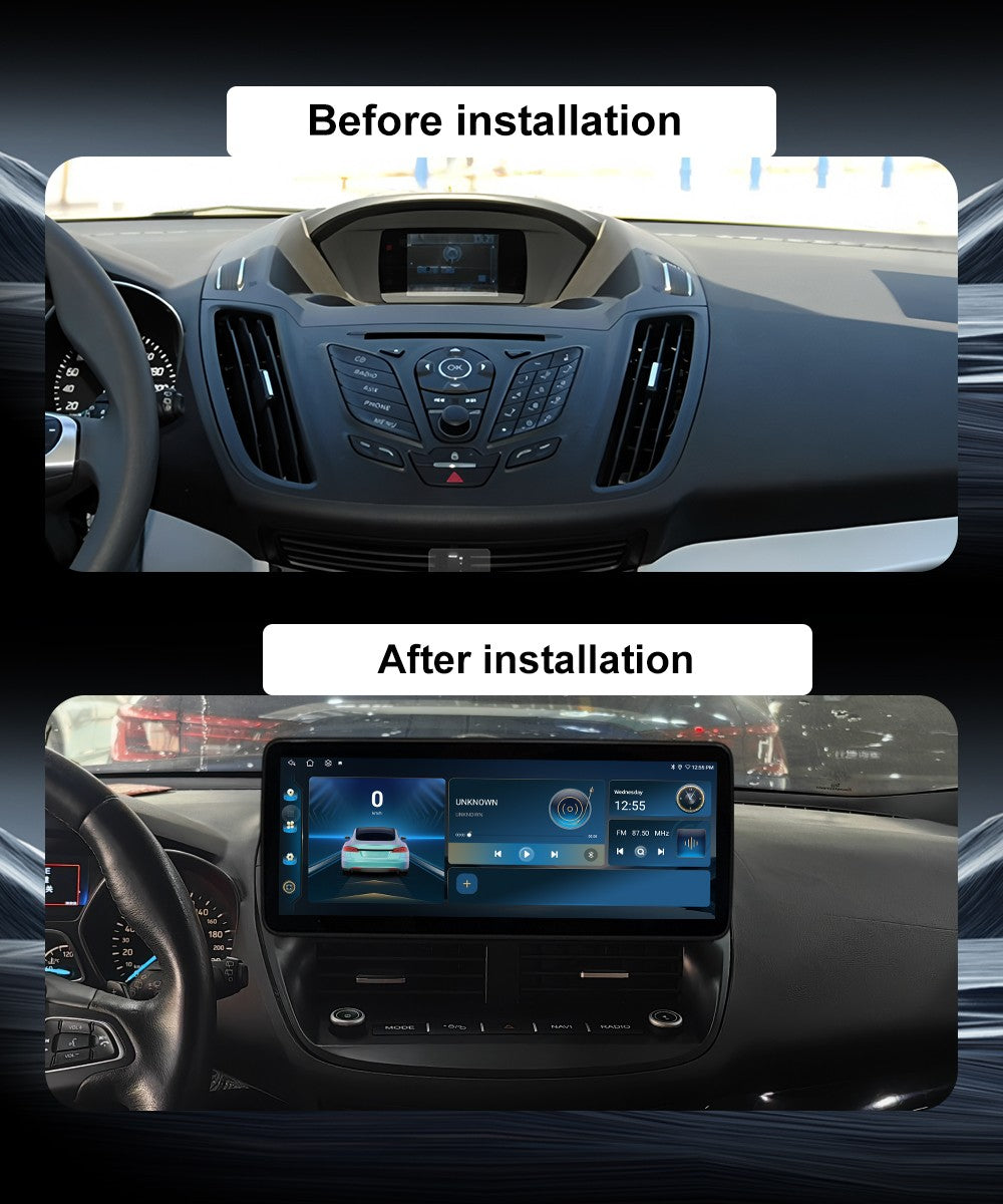 Android 14 For Ford Kuga 2013-2018 Wireless CarPlay Multimedia Display Touch Screen Android auto Head Unit Navigation GPS BT DVR